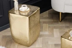 Design Beistelltisch UNIT 45cm gold Hammerschlag handmade Metall Aluminium