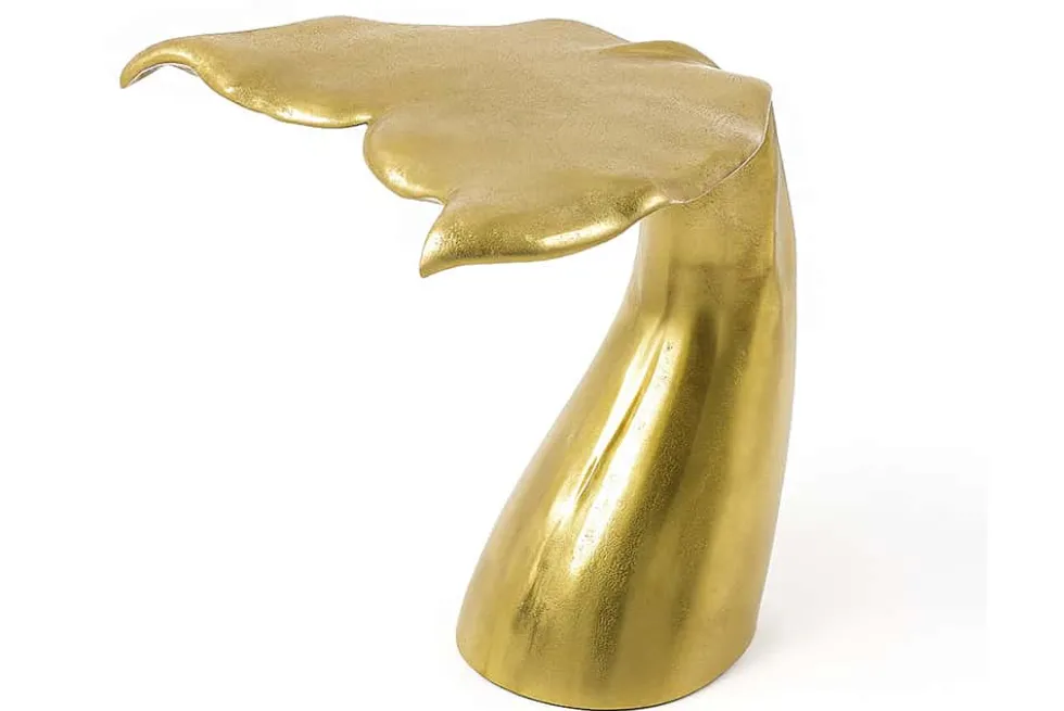 Design Beistelltisch WILDLIFE Walflosse 60cm gold Metall handmade