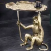 Design Beistelltisch WILDLIFE MONKEY 60cm gold antik Metall handmade