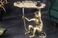 Design Beistelltisch WILDLIFE MONKEY 60cm gold antik Metall handmade