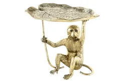 Design Beistelltisch WILDLIFE MONKEY 60cm gold antik Metall handmade