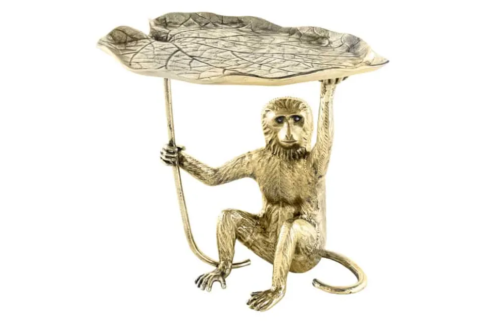 Design Beistelltisch WILDLIFE MONKEY 60cm gold antik Metall handmade