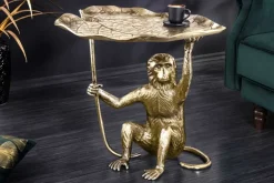 Design Beistelltisch WILDLIFE MONKEY 60cm gold antik Metall handmade