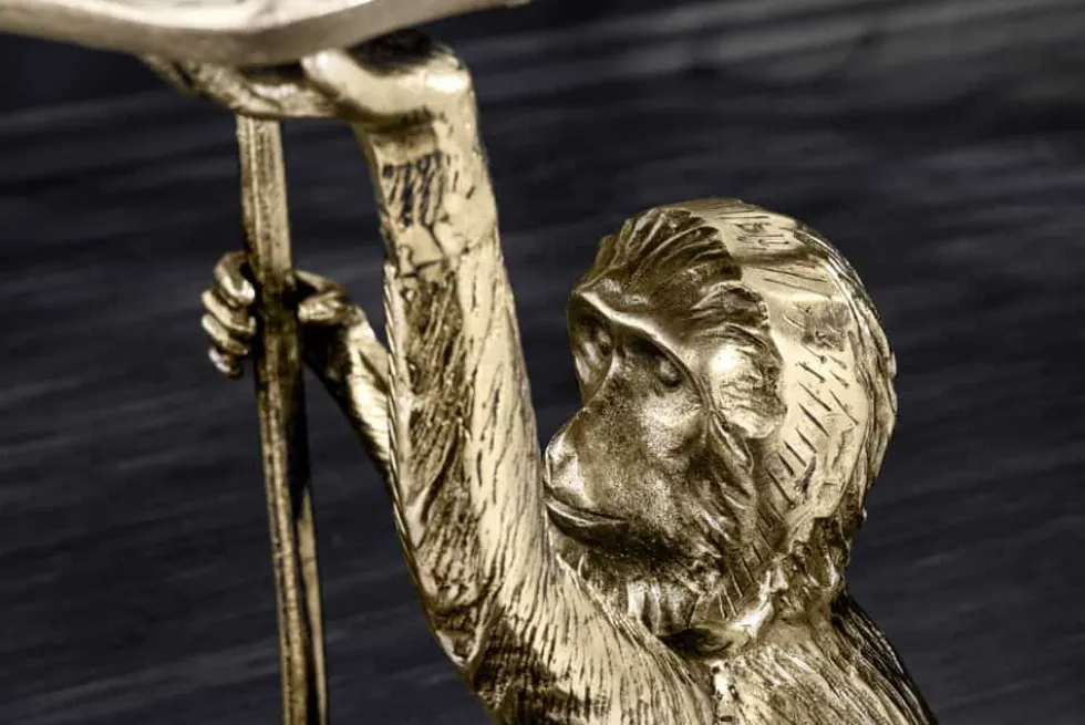 Design Beistelltisch WILDLIFE MONKEY 60cm gold antik Metall handmade