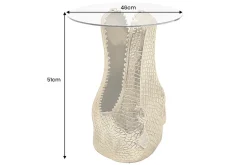 Design Beistelltisch WILDLIFE CROCODILE 50cm gold runde Glasplatte Krokodil