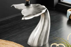 Design Beistelltisch WILDLIFE Walflosse 60cm silber Metall handmade