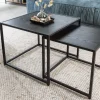 Design Beistelltische 2er Set SLIM LINE 50cm Esche schwarz Industrial Stil