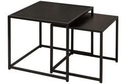 Design Beistelltische 2er Set SLIM LINE 50cm Esche schwarz Industrial Stil