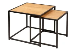 Design Beistelltische 2er Set SLIM LINE 50cm Wildeiche schwarz Industrial Stil