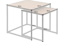 Design Beistelltische 2er Set SLIM LINE 50cm Wildeiche schwarz Industrial Stil