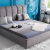 Design Bett MILANO 180x200cm grau Vogue Seiden Samtstoff