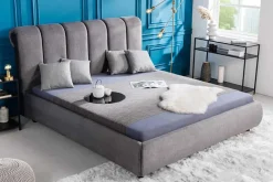 Design Bett MILANO 180x200cm grau Vogue Seiden Samtstoff