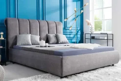 Design Bett MILANO 180x200cm grau Vogue Seiden Samtstoff