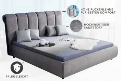 Design Bett MILANO 180x200cm grau Vogue Seiden Samtstoff