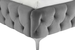 Design Bett MODERN BAROCK 160x200cm grau Samt Chesterfield Doppelbett