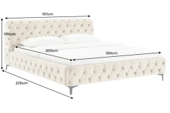 Design Bett MODERN BAROCK 180x200cm champagner Samt Chesterfield Doppelbett