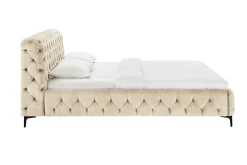 Design Bett MODERN BAROCK 180x200cm champagner Samt Chesterfield Doppelbett
