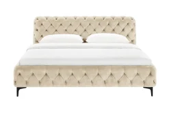 Design Bett MODERN BAROCK 180x200cm champagner Samt Chesterfield Doppelbett