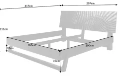 Design Bett SCORPION 180x200cm schwarz Mangoholz 3D Schnitzerei Massivholz Doppelbett