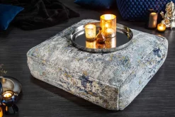 Design Bodenkissen XL ABSTRAKT 70cm blau beige abstraktes Muster Sitzpouf