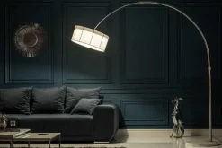 Design Bogenlampe EXTENSO 230cm weiß Stehlampe mit weißem Marmorfuß