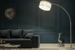 Design Bogenlampe EXTENSO 230cm weiß Stehlampe mit weißem Marmorfuß