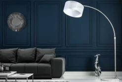 Design Bogenlampe EXTENSO 230cm weiß Stehlampe mit weißem Marmorfuß