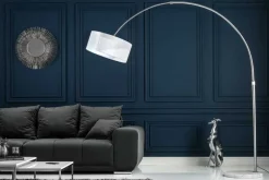 Design Bogenlampe EXTENSO 230cm weiß Stehlampe mit weißem Marmorfuß