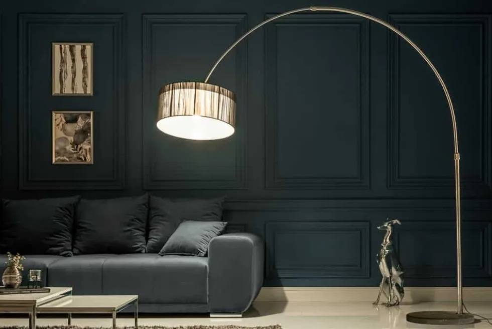 Design Bogenlampe EXTENSO 230cm schwarz Stehlampe mit Marmorfuß