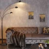 Design Bogenlampe FIVE LIGHTS 210cm schwarz gold Stehlampe mit Marmorfuß