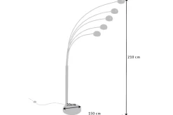 Design Bogenlampe FIVE LIGHTS 210cm schwarz gold Stehlampe mit Marmorfuß