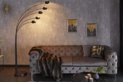 Design Bogenlampe FIVE LIGHTS 210cm schwarz gold Stehlampe mit Marmorfuß