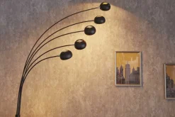 Design Bogenlampe FIVE LIGHTS 210cm schwarz gold Stehlampe mit Marmorfuß