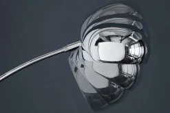 Design Bogenlampe FIVE LIGHTS 205cm chrom Stehlampe mit schwarzem Marmorfuß
