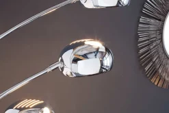 Design Bogenlampe FIVE LIGHTS 205cm chrom Stehlampe mit schwarzem Marmorfuß