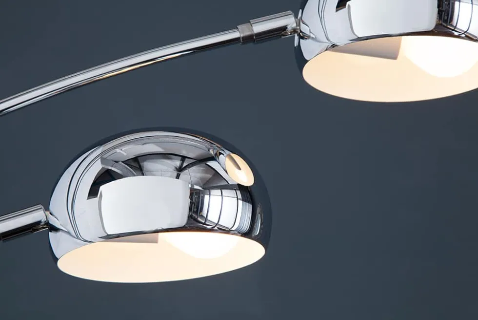 Design Bogenlampe FIVE LIGHTS 205cm chrom Stehlampe mit schwarzem Marmorfuß