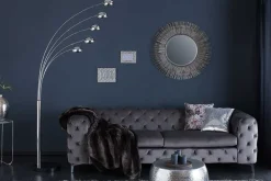 Design Bogenlampe FIVE LIGHTS 205cm chrom Stehlampe mit schwarzem Marmorfuß