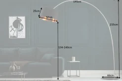 Design Bogenlampe FORMA 215cm schwarz gold Stehlampe mit Marmorfuß