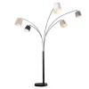 Design Bogenlampe LEVELS 205cm schwarz grau 5 Leinenschirme Stehlampe