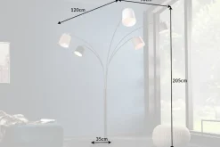 Design Bogenlampe LEVELS 205cm schwarz grau 5 Leinenschirme Stehlampe