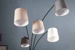 Design Bogenlampe LEVELS 205cm schwarz grau 5 Leinenschirme Stehlampe