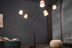 Design Bogenlampe LEVELS 205cm weiß beige braun 5 Leinenschirme Stehlampe