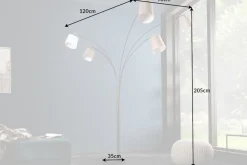 Design Bogenlampe LEVELS 205cm weiß beige braun 5 Leinenschirme Stehlampe