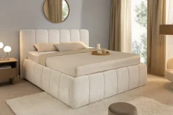 Design Boxbett ADLON 180x200cm beige Chenille Cremona mit Stauraum und Lattenrost