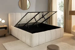 Design Boxbett ADLON 180x200cm beige Chenille Cremona mit Stauraum und Lattenrost