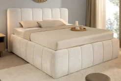 Design Boxbett ADLON 180x200cm beige Chenille Cremona mit Stauraum und Lattenrost