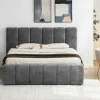 Design Boxbett ADLON 180x200cm grau Chenille mit Stauraum und Lattenrost