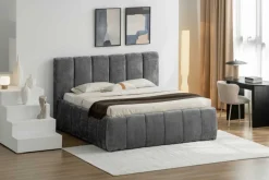 Design Boxbett ADLON 180x200cm grau Chenille mit Stauraum und Lattenrost