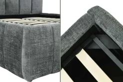 Design Boxbett ADLON 180x200cm grau Chenille mit Stauraum und Lattenrost