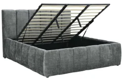Design Boxbett ADLON 180x200cm grau Chenille mit Stauraum und Lattenrost